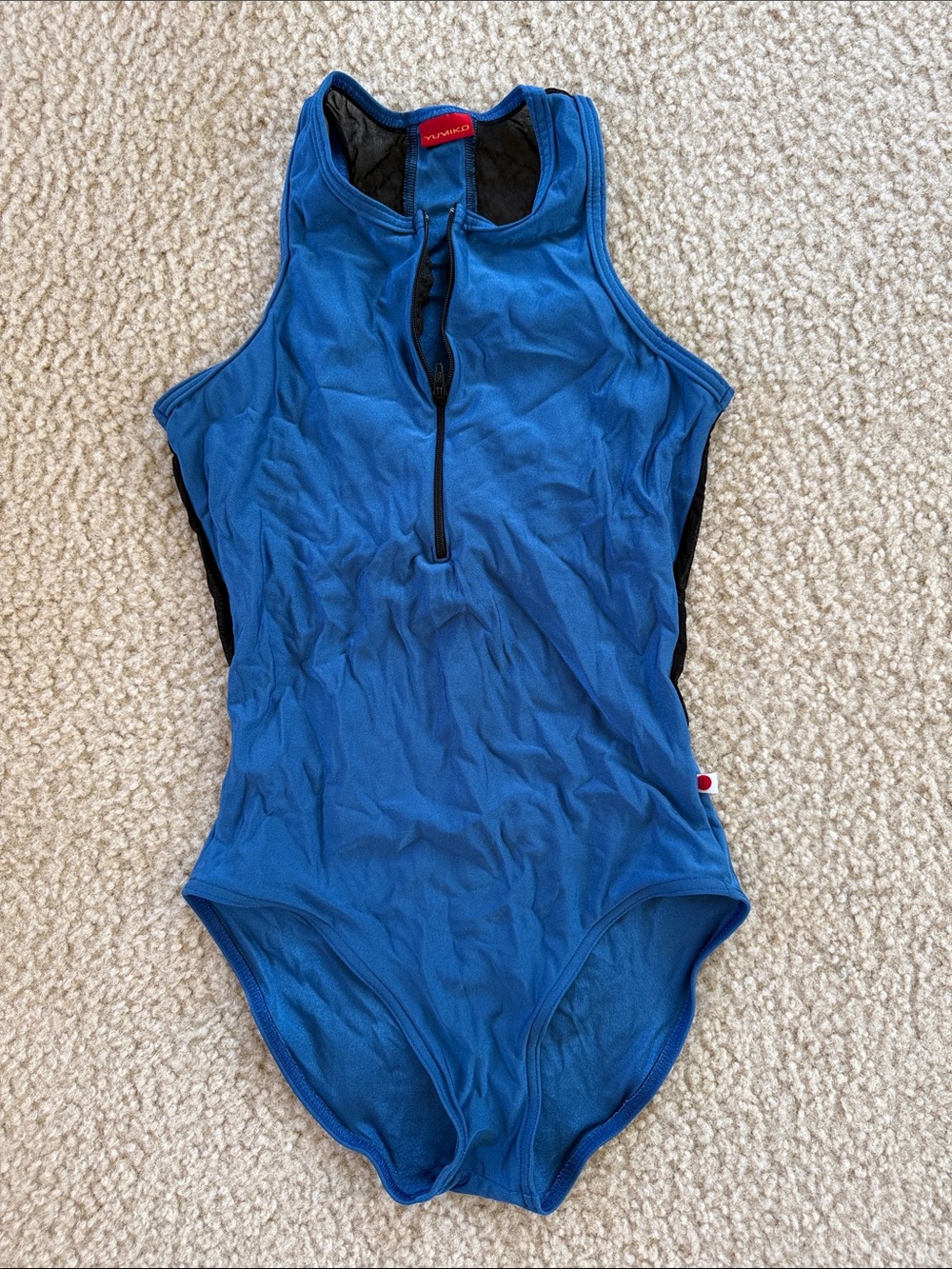 Yumiko Blue Front-Zip leotard